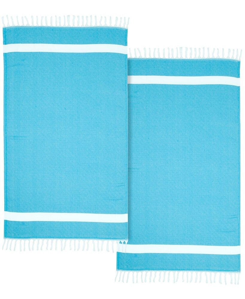 Linum Home textiles 100% Turkish Cotton Diamond Pestemal Beach Towel Collection, 2 Piece