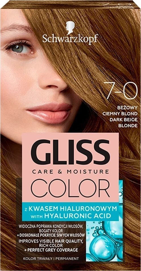 Schwarzkopf Gliss Color N 7-0 Питательная краска для волос с гиалуроновой кислотой, оттенок темно-русый