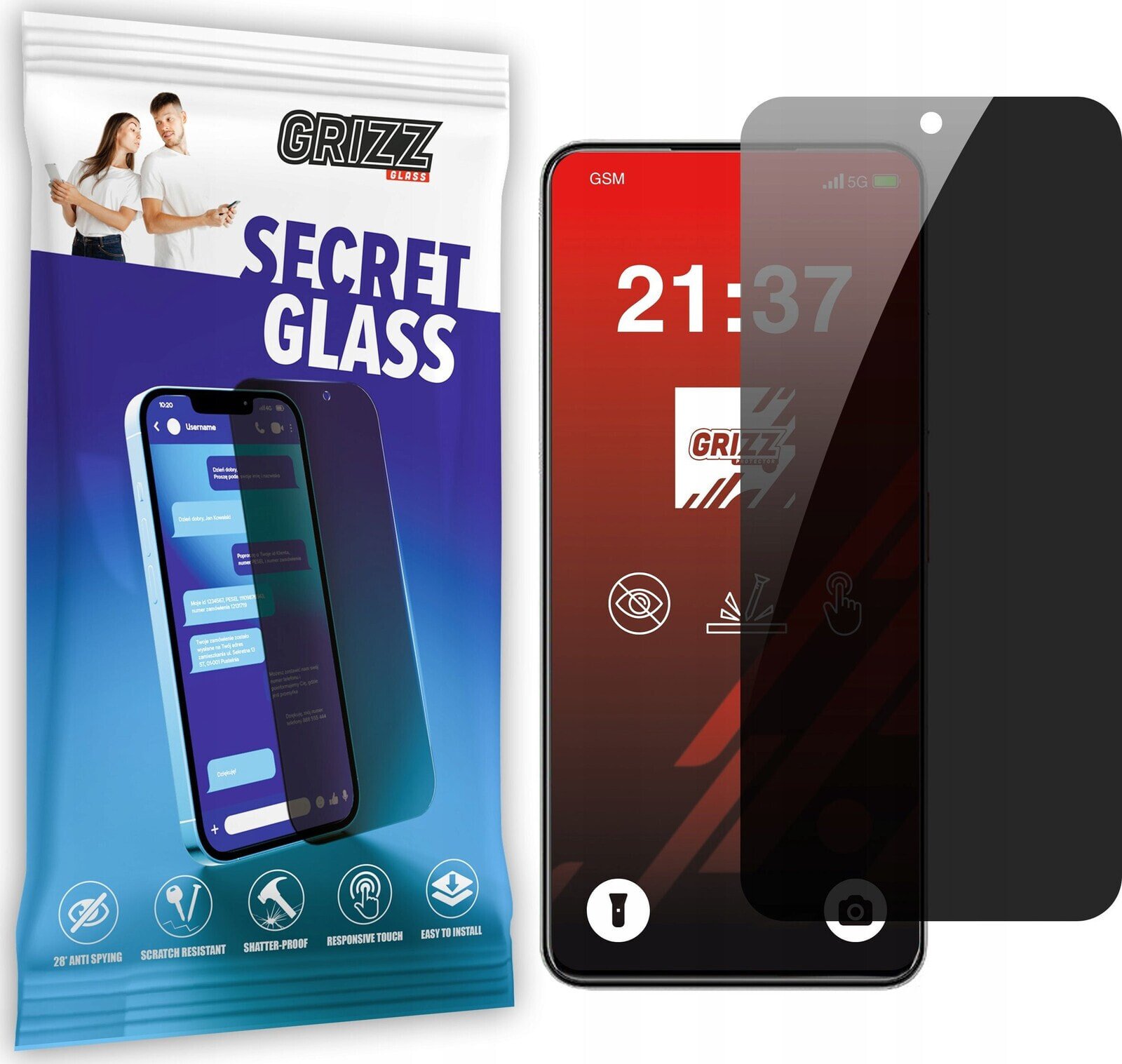 GrizzGlass Szkło prywatyzujące GrizzGlass SecretGlass do ZTE Blade A75 5G