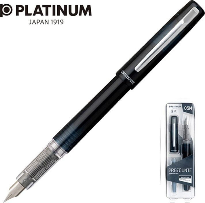 Письменная ручка Platinum Pióro wieczne Platinum Prefounte Graphite Blue, M, w plastikowym opakowaniu, na blistrze, granatowe