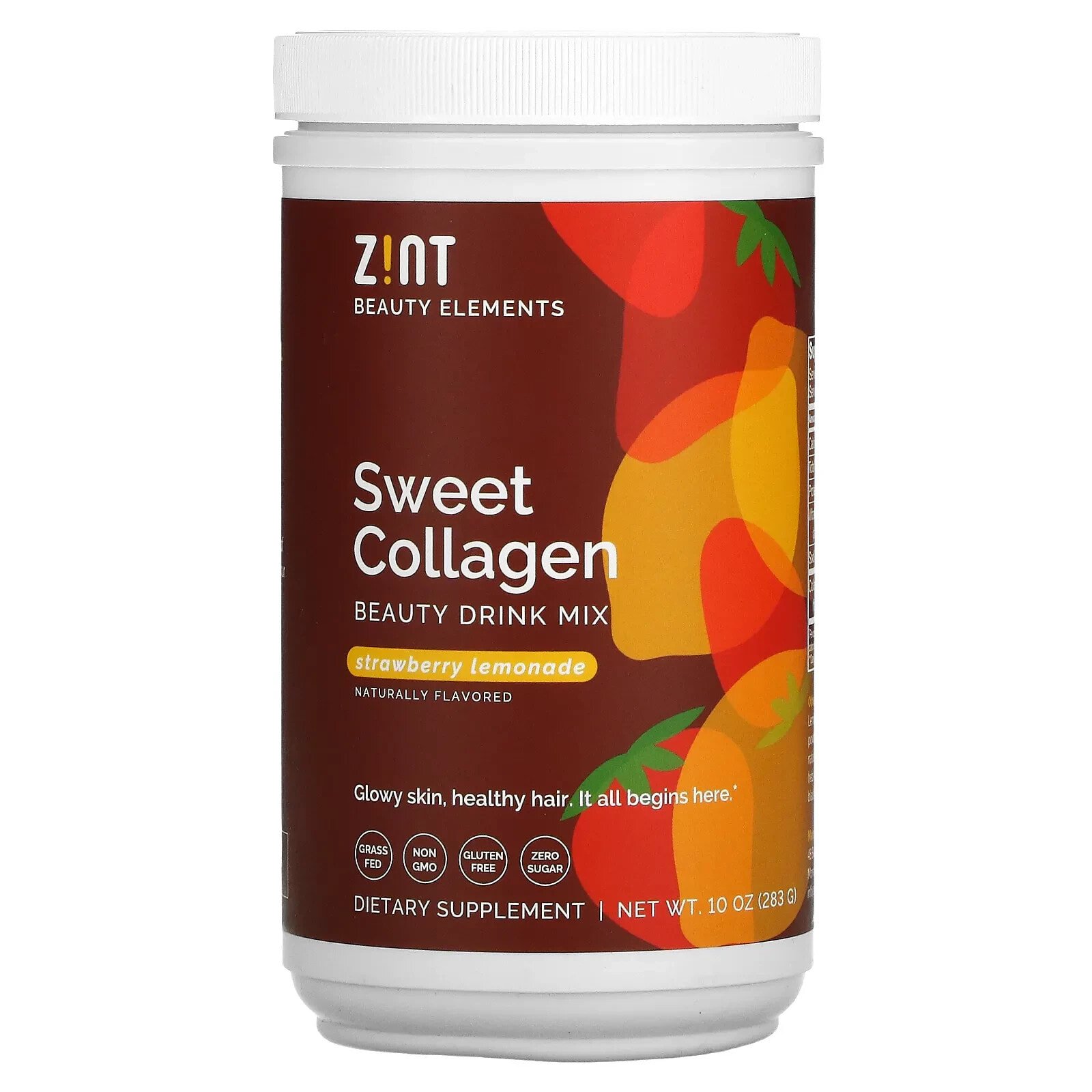 Зинт, Sweet Collagen, смесь для косметических напитков, клубничный лимонад, 283 г (10 унций)