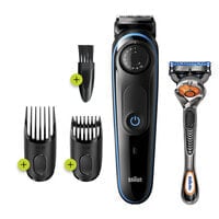 Braun BeardTrimmer Beard Trimmer BT3240 Men Beard Trimmer & Hair Clipper - 39 Length Settings - Black/Blue - Washable - Battery - Black - Blue