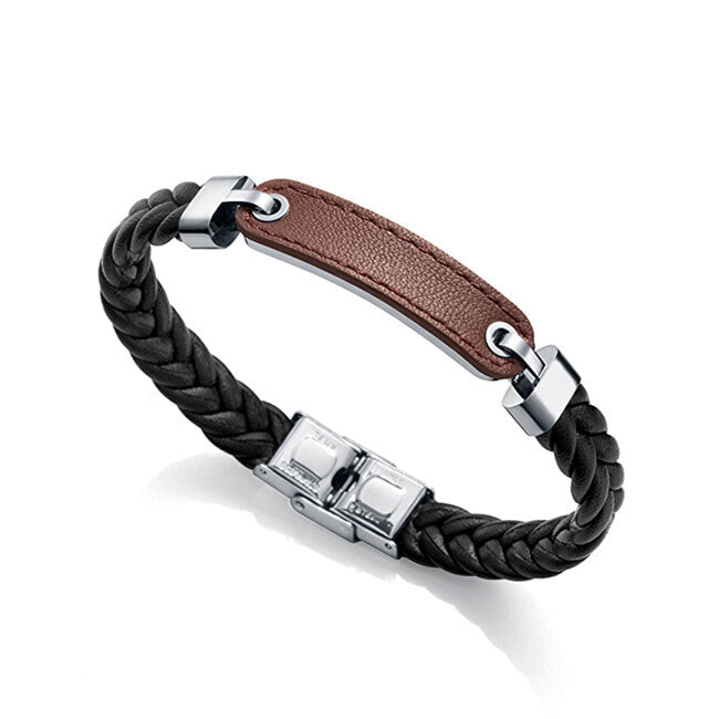 Мужской кожаный браслет черный коричневый Stylish mens leather bracelet Magnum 15108P01011