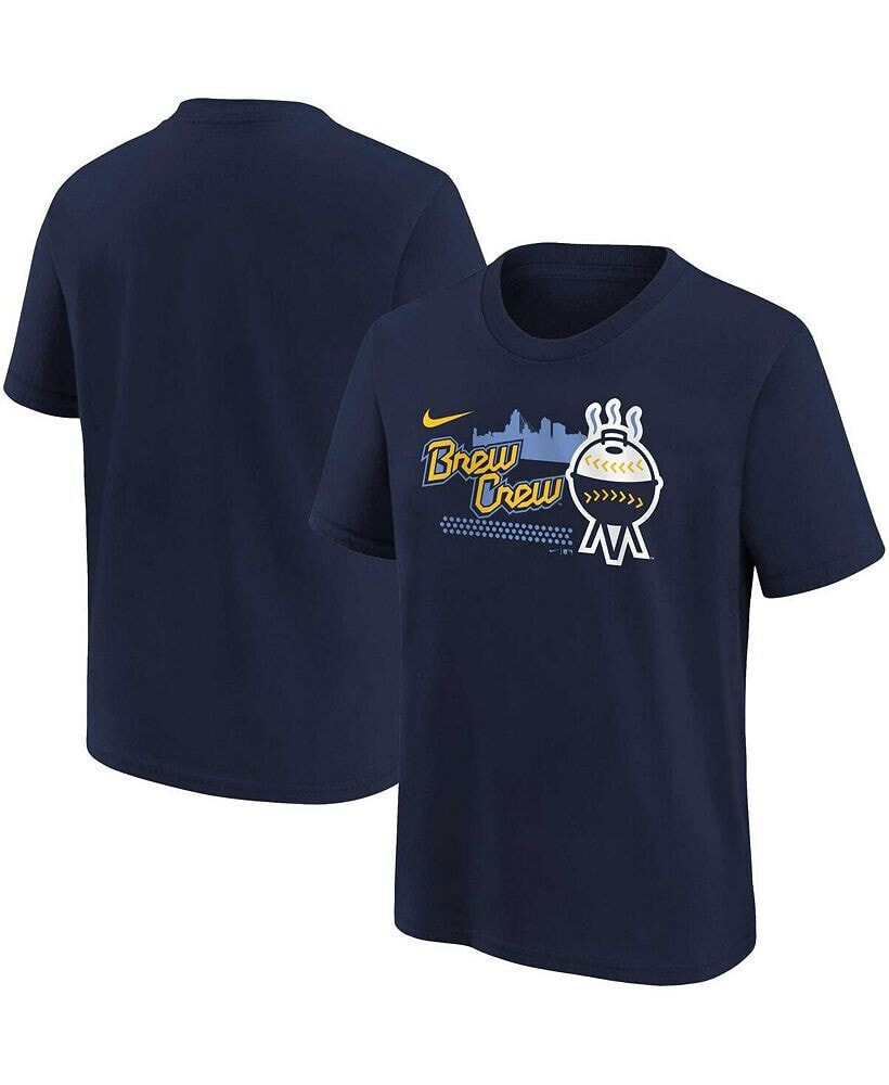 Nike big Boys Navy Milwaukee Brewers City Connect Graphic T-shirt