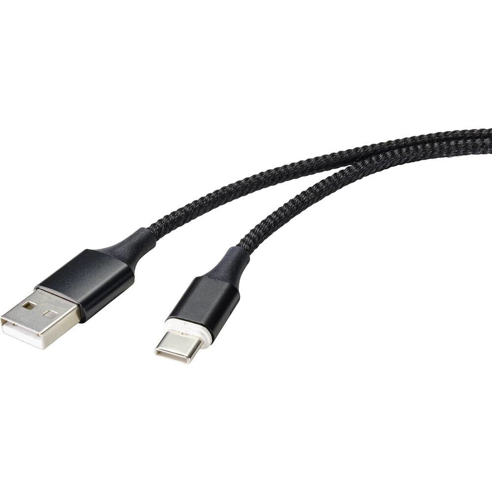 Renkforce RF-4746076 - 1 m - USB A - USB C - USB 2.0 - 480 Mbit/s - Black