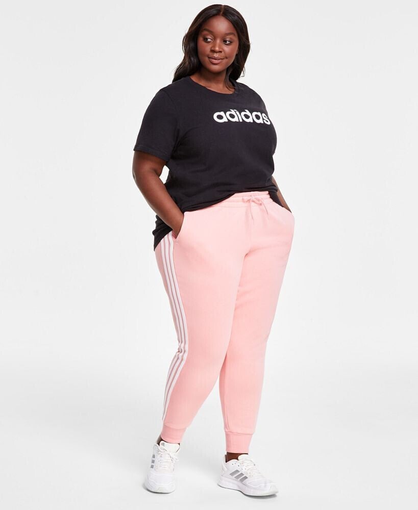 adidas plus Size Essentials 3-Stripe Fleece Joggers