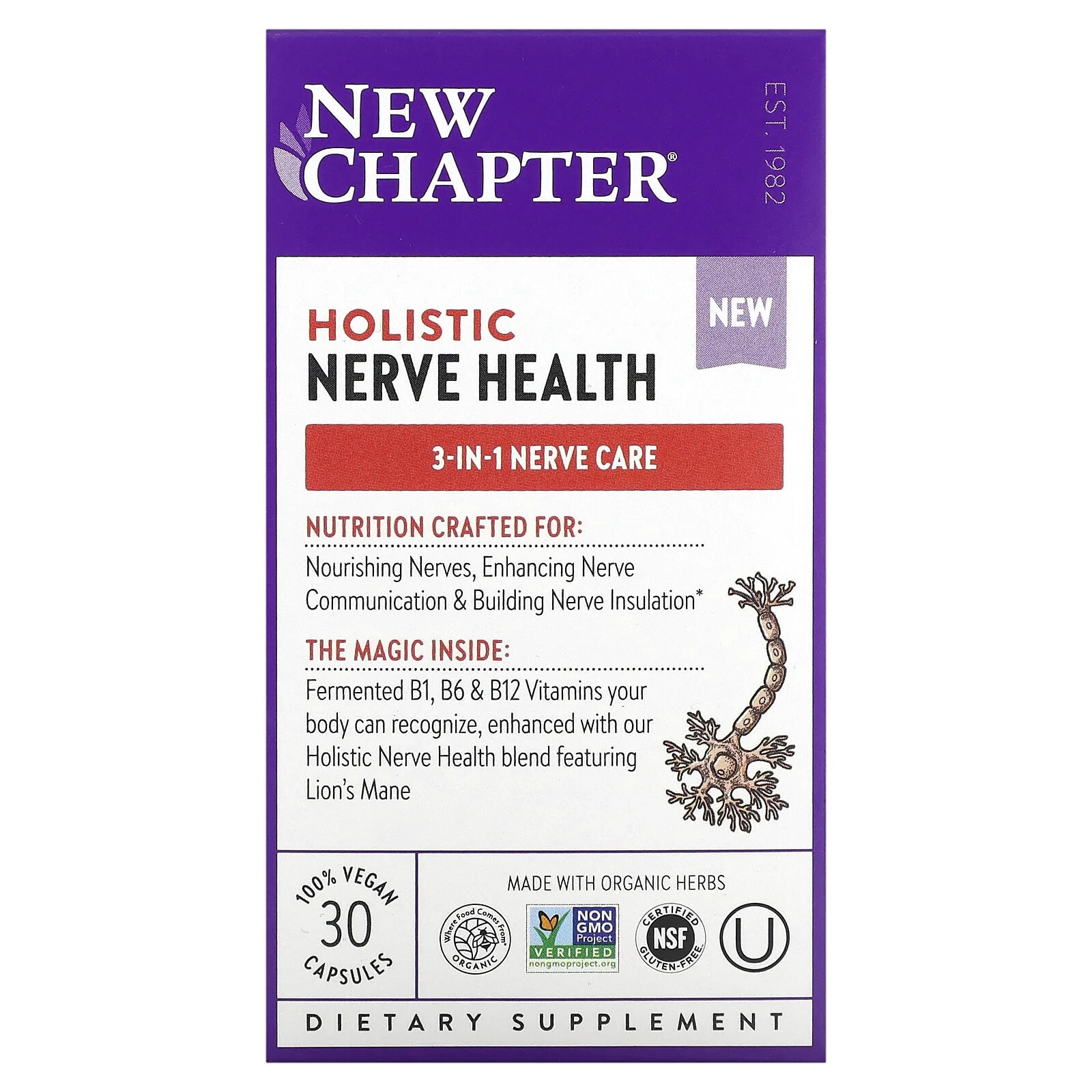 New Chapter, Holistic Nerve Health, 30 Capsules