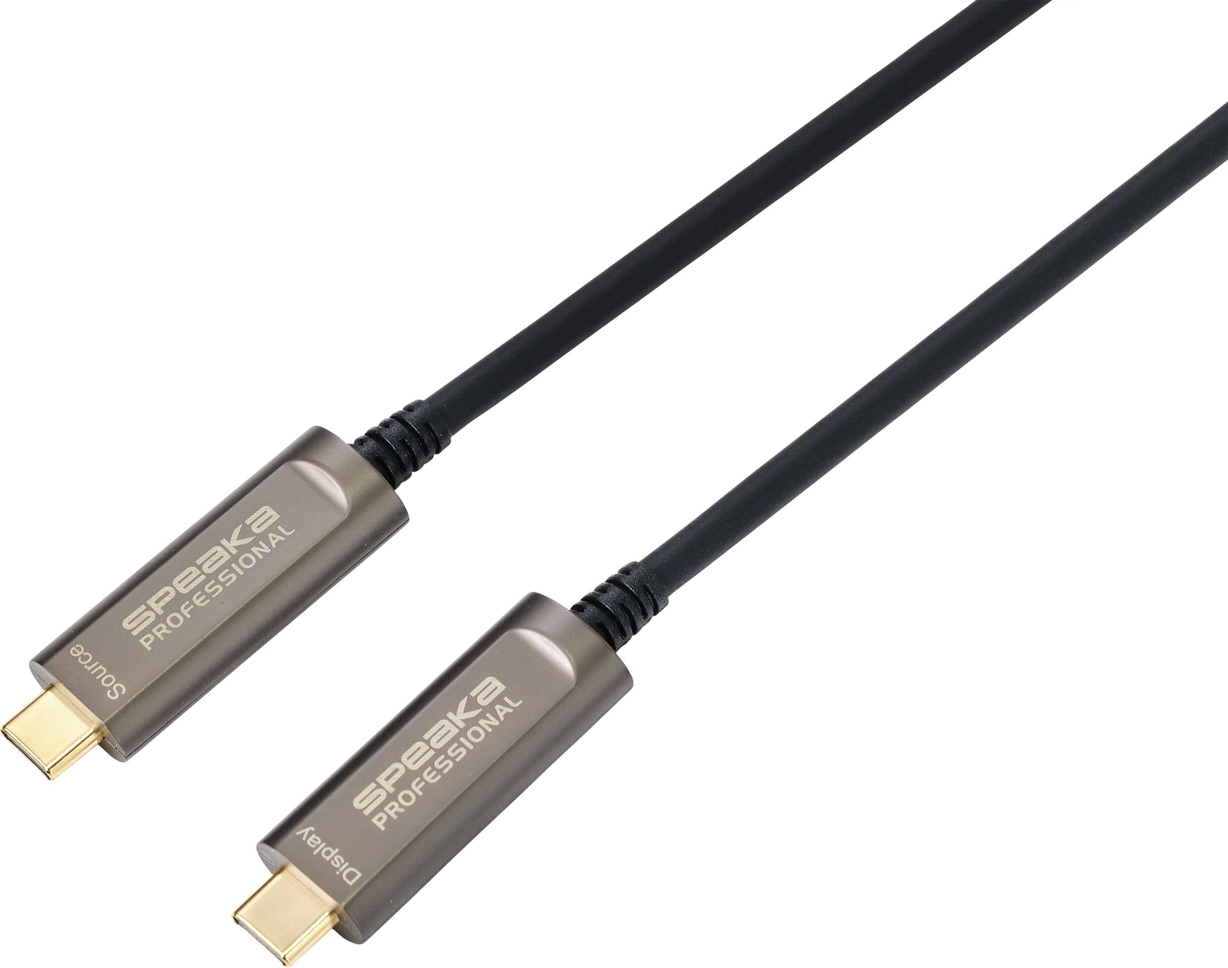 SpeaKa Professional USB-C® Anschlusskabel USB-C® Stecker, USB-C® Stecker 10.00 m Schwarz SP-9505620 TPE-Mantel - Cable - Digital
