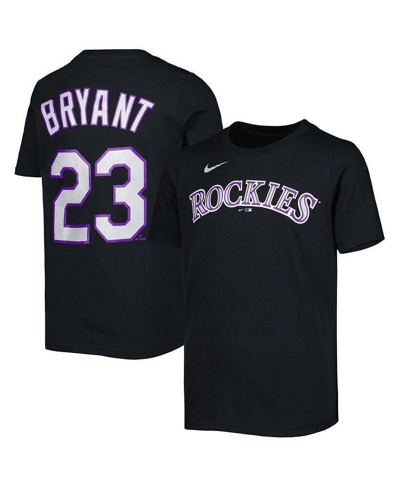 Youth Boys Kris Bryant Black Colorado Rockies Player Name and Number T-shirt
