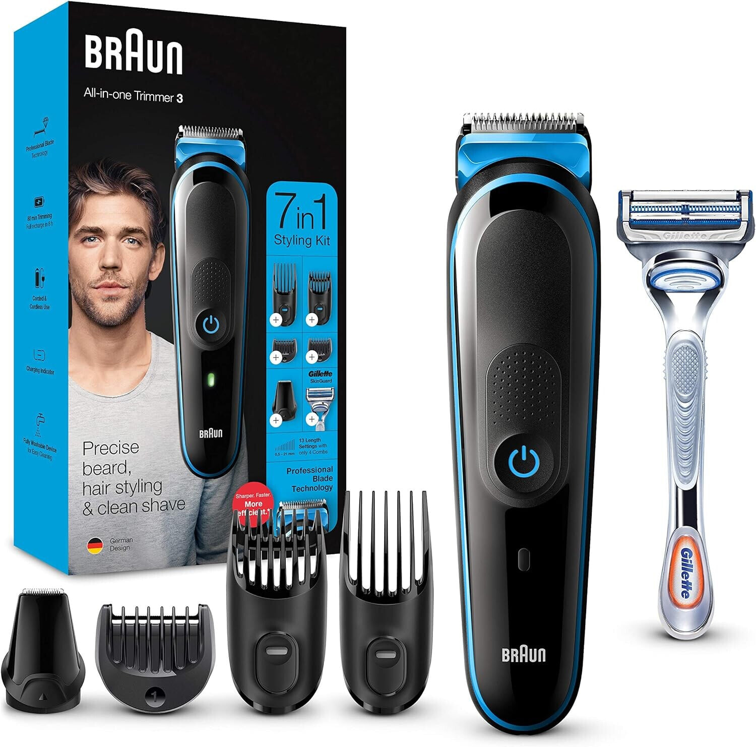 Braun Bodygroomer 5, Body Care & Hair Removal for Men, BG5350, Grey/White & Series X XT5200 All-in-One Beard Trimmer, Body Groomer/Electric Shaver Men, Durable Blade, 6 Comb Attachments
