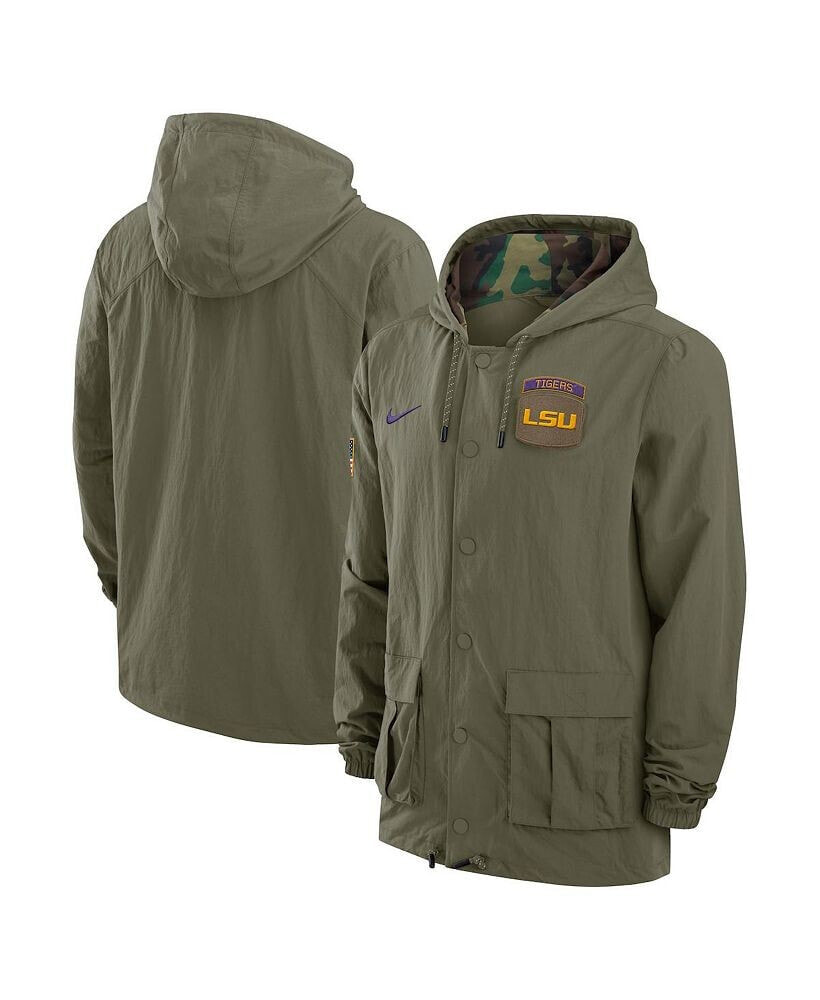 Nike men's Olive LSU Tigers 2024 Military Appreciation Full-Snap Hoodie Military Jacket