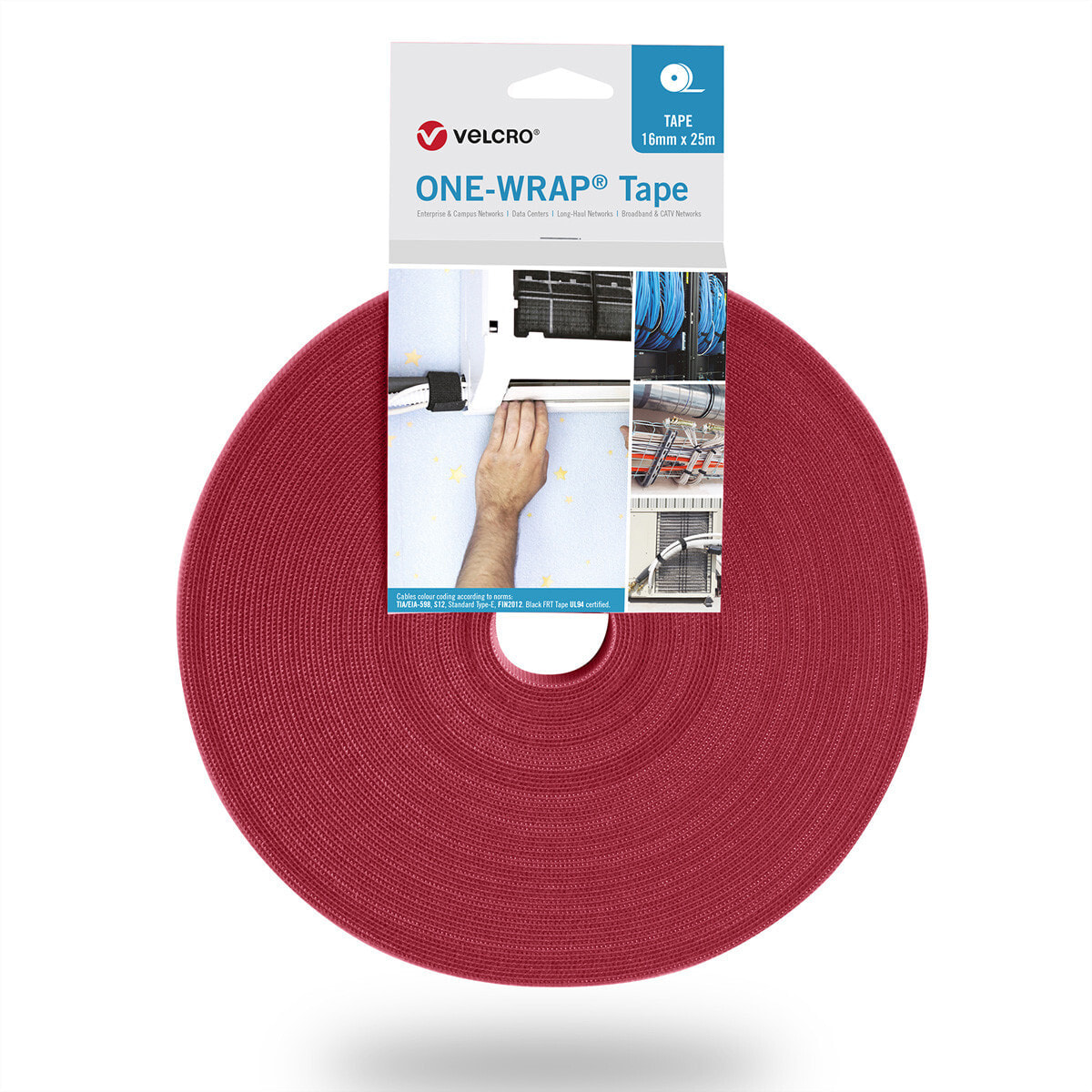 VELCRO One Wrap Band 25m 16mm Rot VEL-OW64131