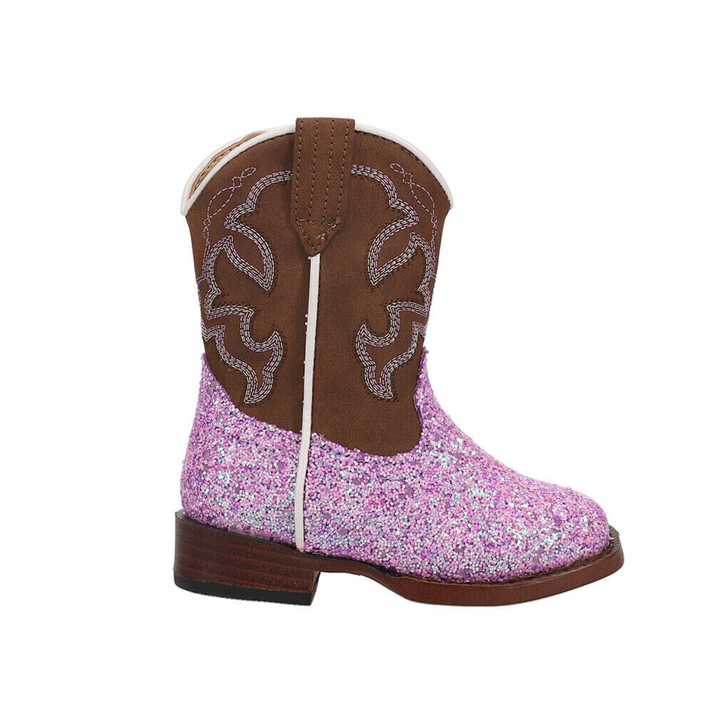 Roper Glitter Blast Square Toe Cowboy Toddler Girls Purple Casual Boots 09-017-
