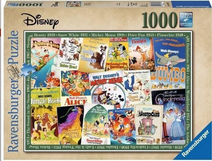 Ravensburger Puzzle 1000 elementów - Filmowe Plakaty Disneya