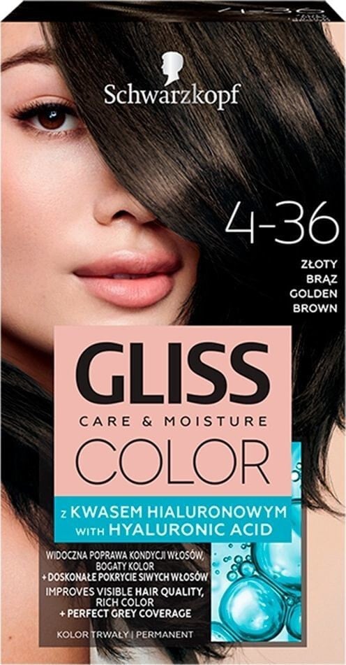 Schwarzkopf Gliss Color N 4-36 Питательная краска для волос с гиалуроновой кислотой, оттенок золотистый-каштановый