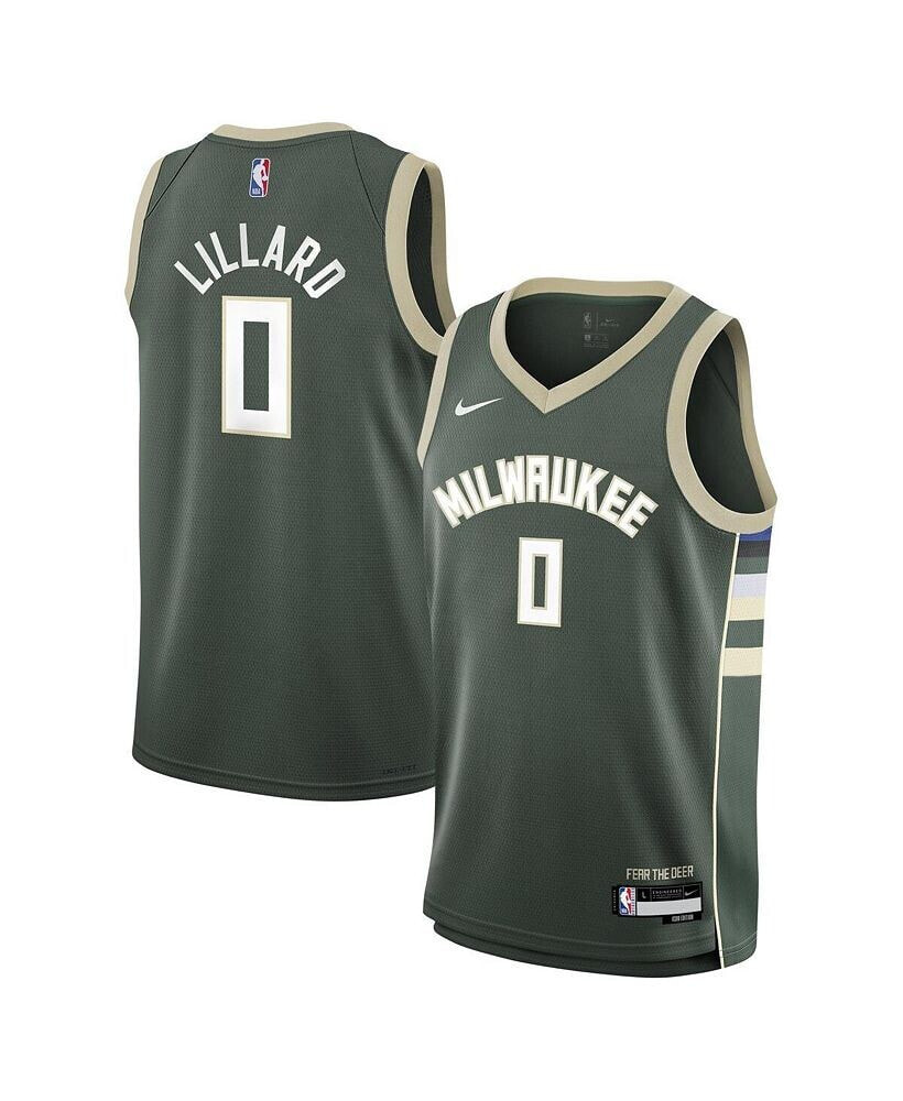 Nike big Boys Damian Lillard Hunter Green Milwaukee Bucks Swingman Jersey - Icon Edition