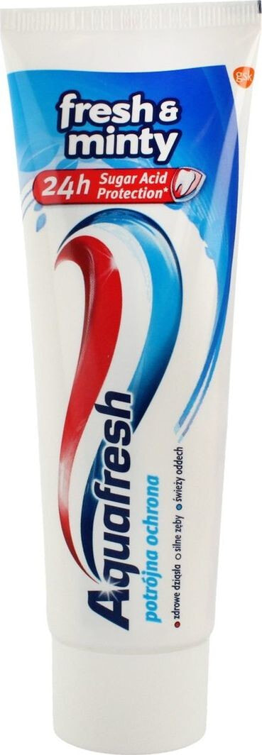 Aquafresh Fresh & Minty Toothpaste Отбеливающая мятная зубная паста для защиты от воздействия сахарных кислот 75 мл