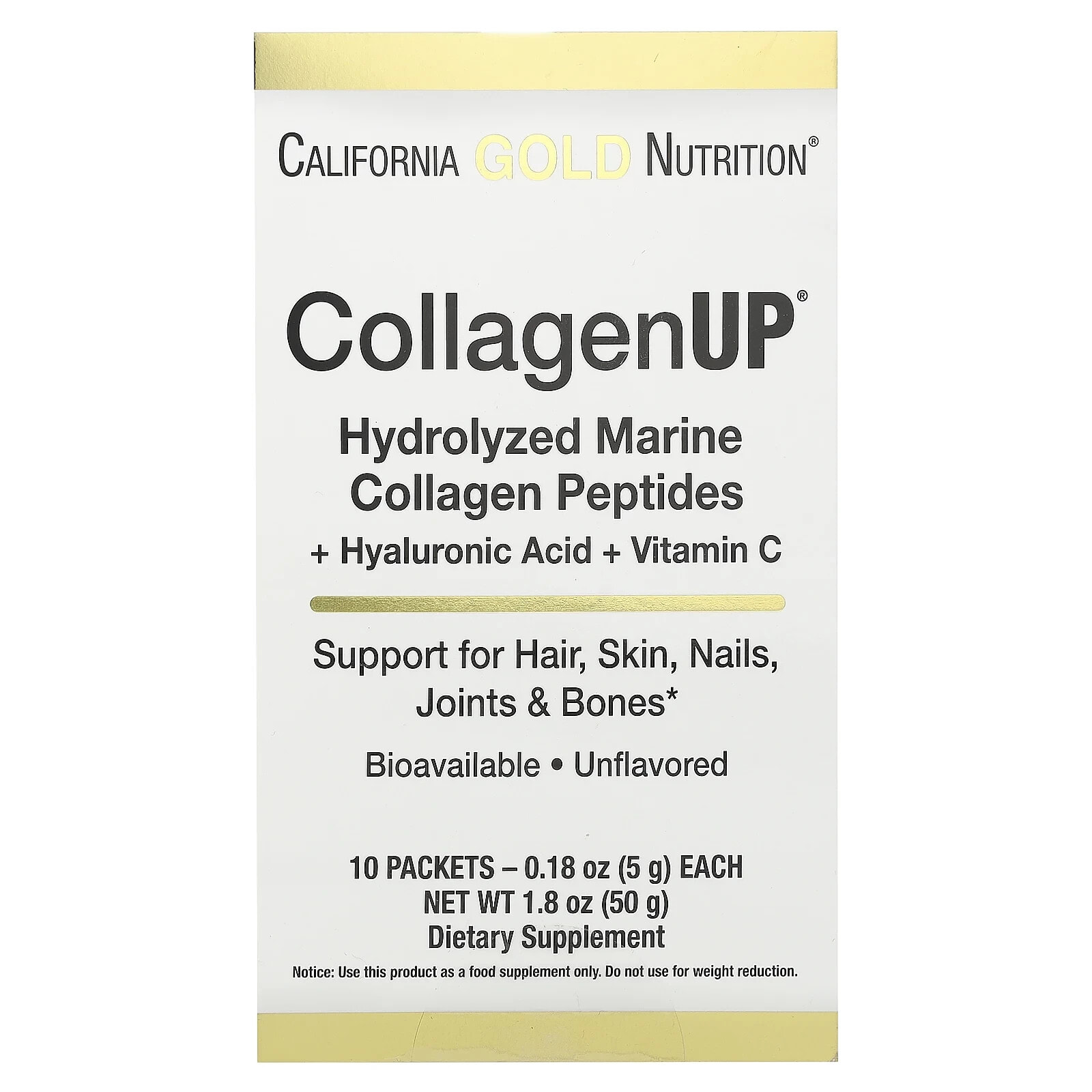 CollagenUP, Hydrolyzed Marine Collagen Peptides with Hyaluronic Acid and Vitamin C, Unflavored, 7.26 oz (206 g)