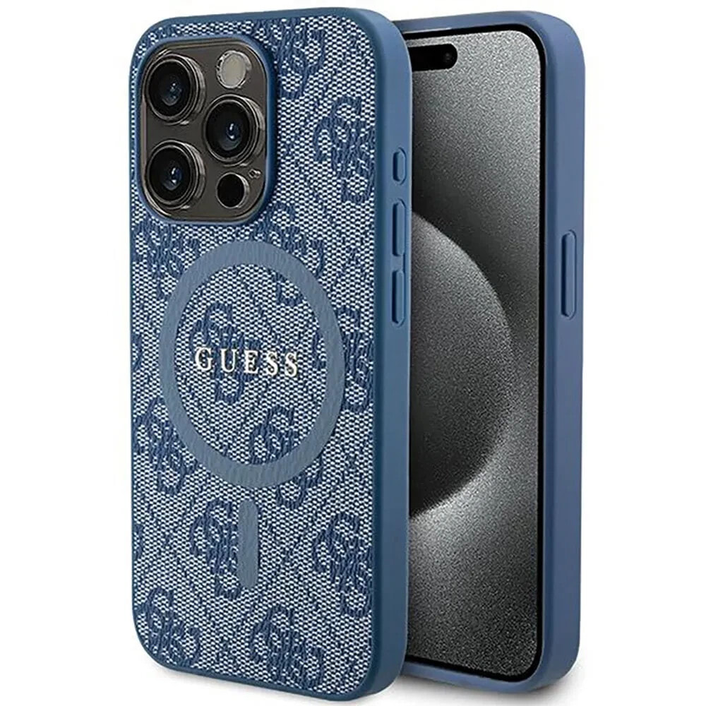 GUESS Guhmp15Lg4Gfrb iPhone 15 Pro 6.1 Niebieski 4G Collection Leather phone case