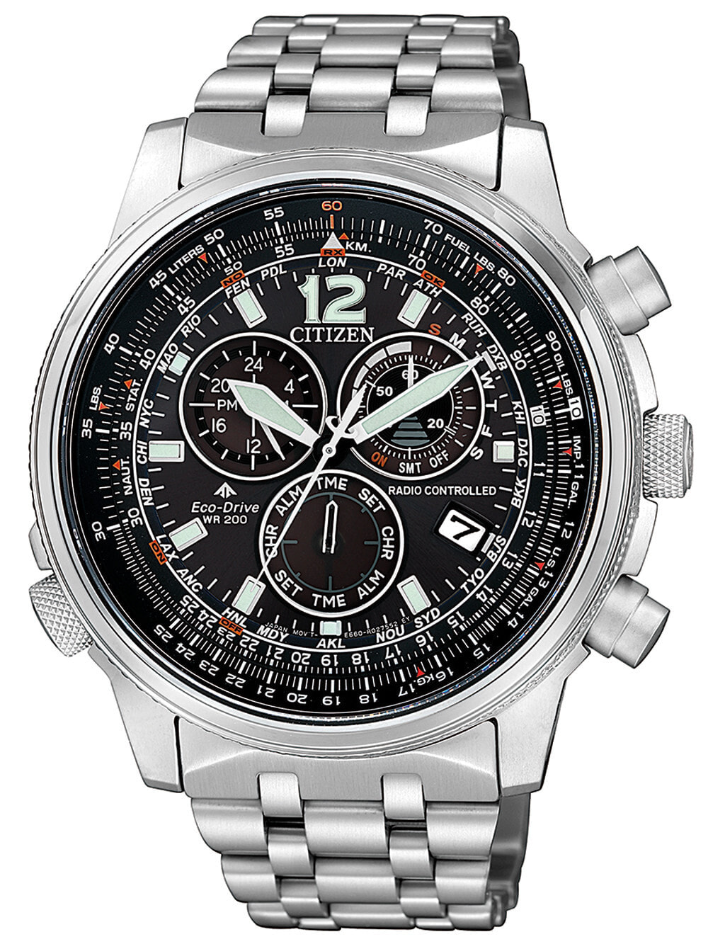 Мужские наручные часы с серебряным браслетом Citizen CB5860-86E Promaster Sky Chronograph 43mm 20ATM