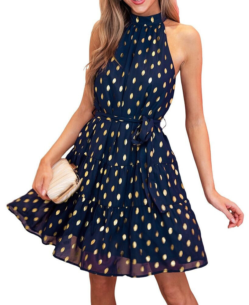 CUPSHE women's Golden Hour Polka Dot Mini Beach Dress