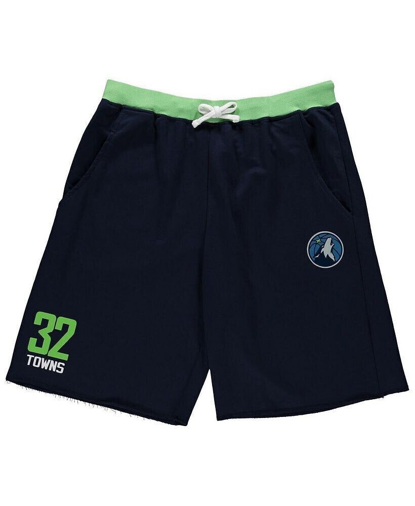 Men's Karl-Anthony Towns Navy Minnesota Timberwolves Big and Tall French Terry Name and Number Shorts