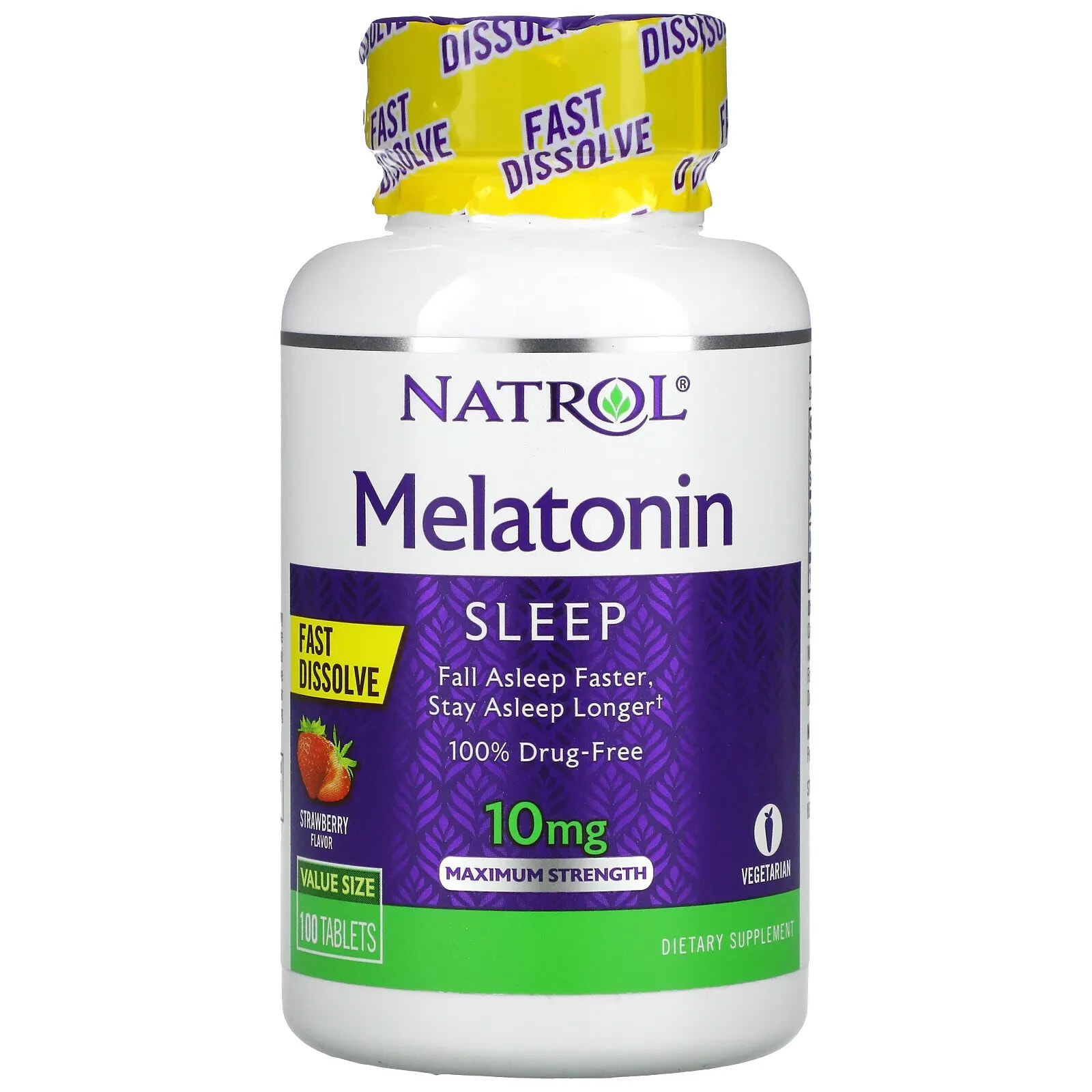 Melatonin, Fast Dissolve, Maximum Strength, Citrus, 10 mg, 60 Tablets