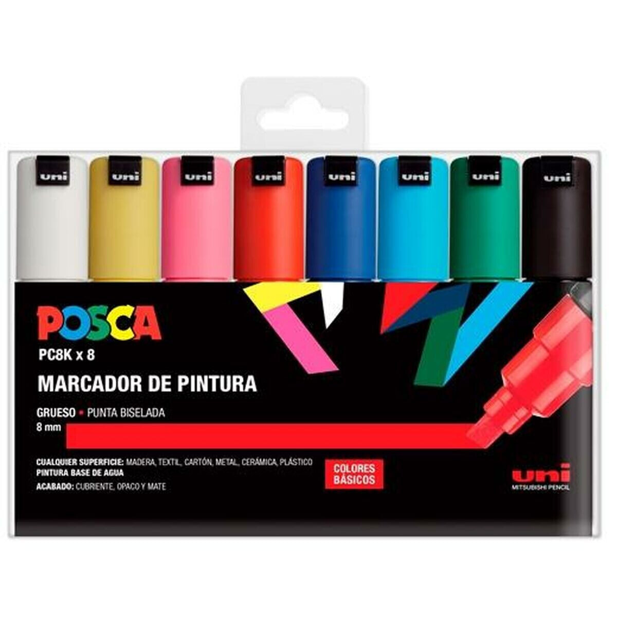 Set of Felt Tip Pens POSCA PC-8K Multicolour 8 mm 8 Pieces