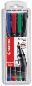 STABILO OHPen universal permanent, 4 Pack перманентная маркер Черный, Синий, Зеленый, Красный Пулевидный наконечник 4 шт 843/4