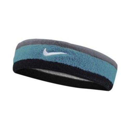 Sportowa opaska na głowę Nike Swoosh szaro-niebiesko-czarna - N.000.1544.017.OS