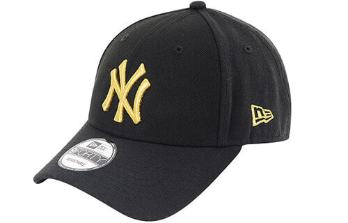 New Era 纽亦华 MLB系列 NY 深金LOGO 立体刺绣 弯檐棒球帽 黑色 / New New Era MLB 70335252