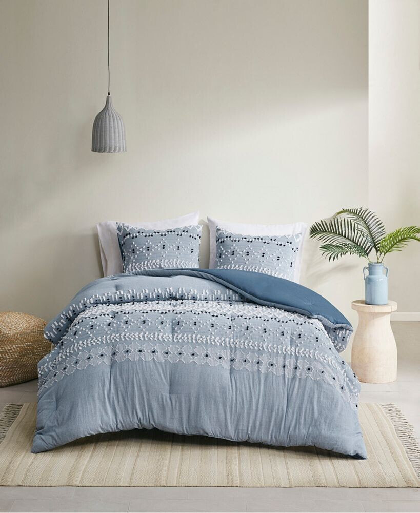 INK+IVY dora Cotton Chambray 3-Piece Duvet Cover Set, King/California King