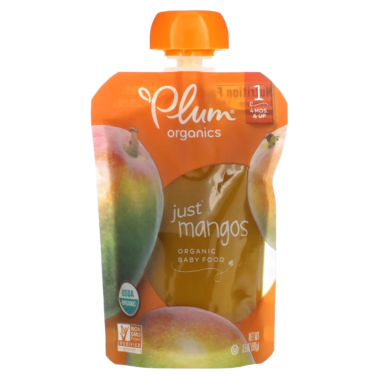 Organic Baby Food, 4 Months & Up, Just Mangos, 3.5 oz (99 g)