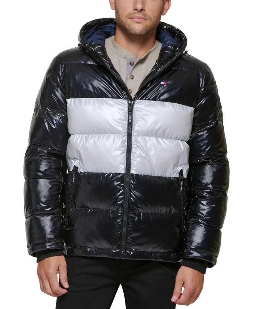 Tommy Hilfiger men's Pearlized Performance Hooded Puffer Coat