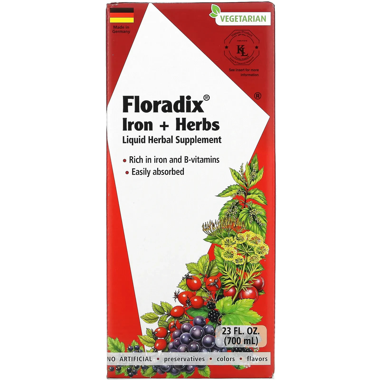 Gaia Herbs, Floradix, железо и травы, 500 мл (17 жидк. Унций)