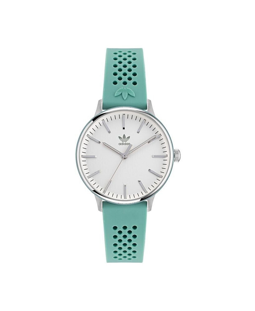 adidas unisex Three Hand Code One Small Green Silicone Strap Watch 35mm