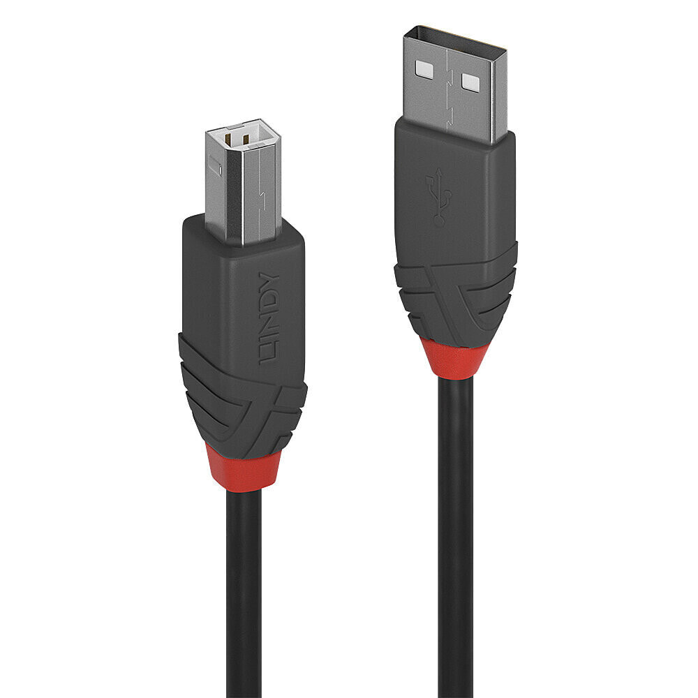 Lindy 36671 USB кабель 0,5 m 2.0 USB A USB B Черный, Серый