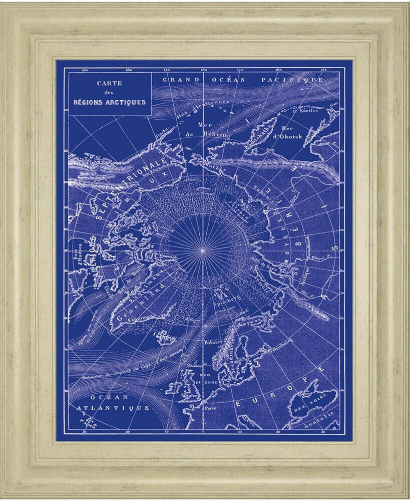 Classy Art arctic Map by The Vintage-Inspired Collection Framed Print Wall Art, 22