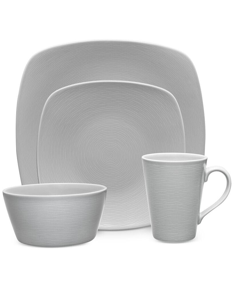 Noritake grey On Grey Swirl Porcelain 4-Pc. Square Place Setting