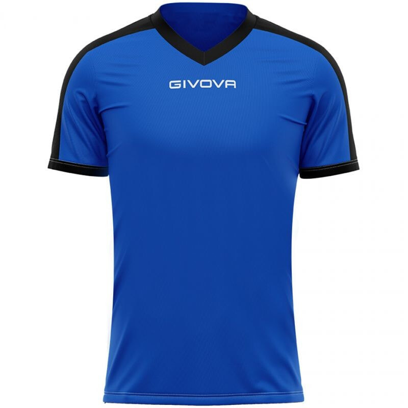 Мужская спортивная футболка синяя с надписью T-shirt Givova Revolution Interlock M MAC04 0210