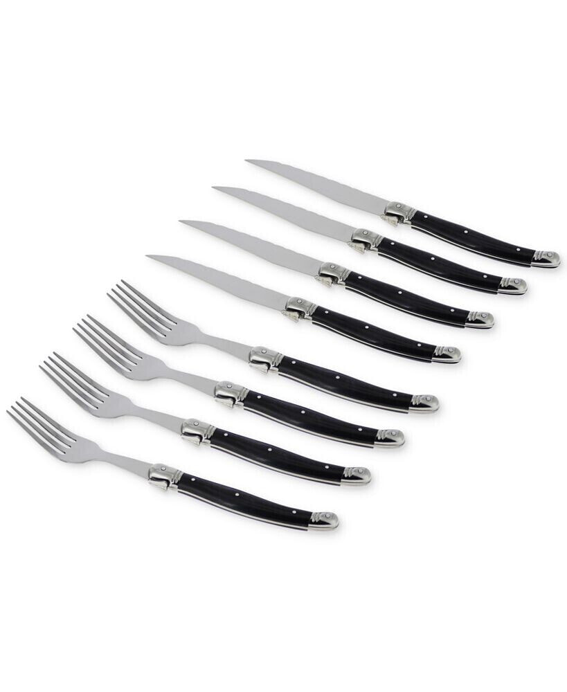 French Home laguiole 8-Pc. Faux Onyx Steak Knife & Fork Set