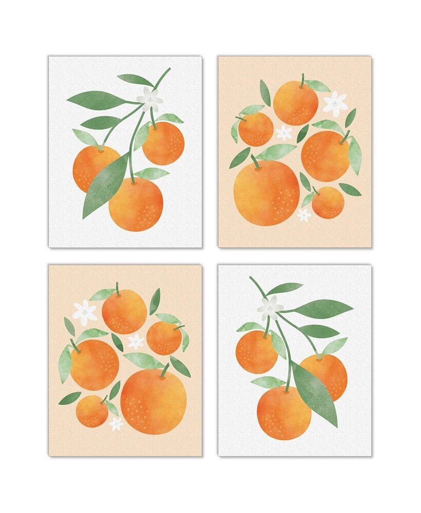 Big Dot of Happiness little Clementine - Orange Citrus Linen Paper Wall Art -4 Ct Artisms - 8