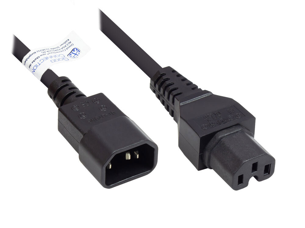 Alcasa P1450-S010 кабель питания Черный 1 m Разъем C14 Разъем C15