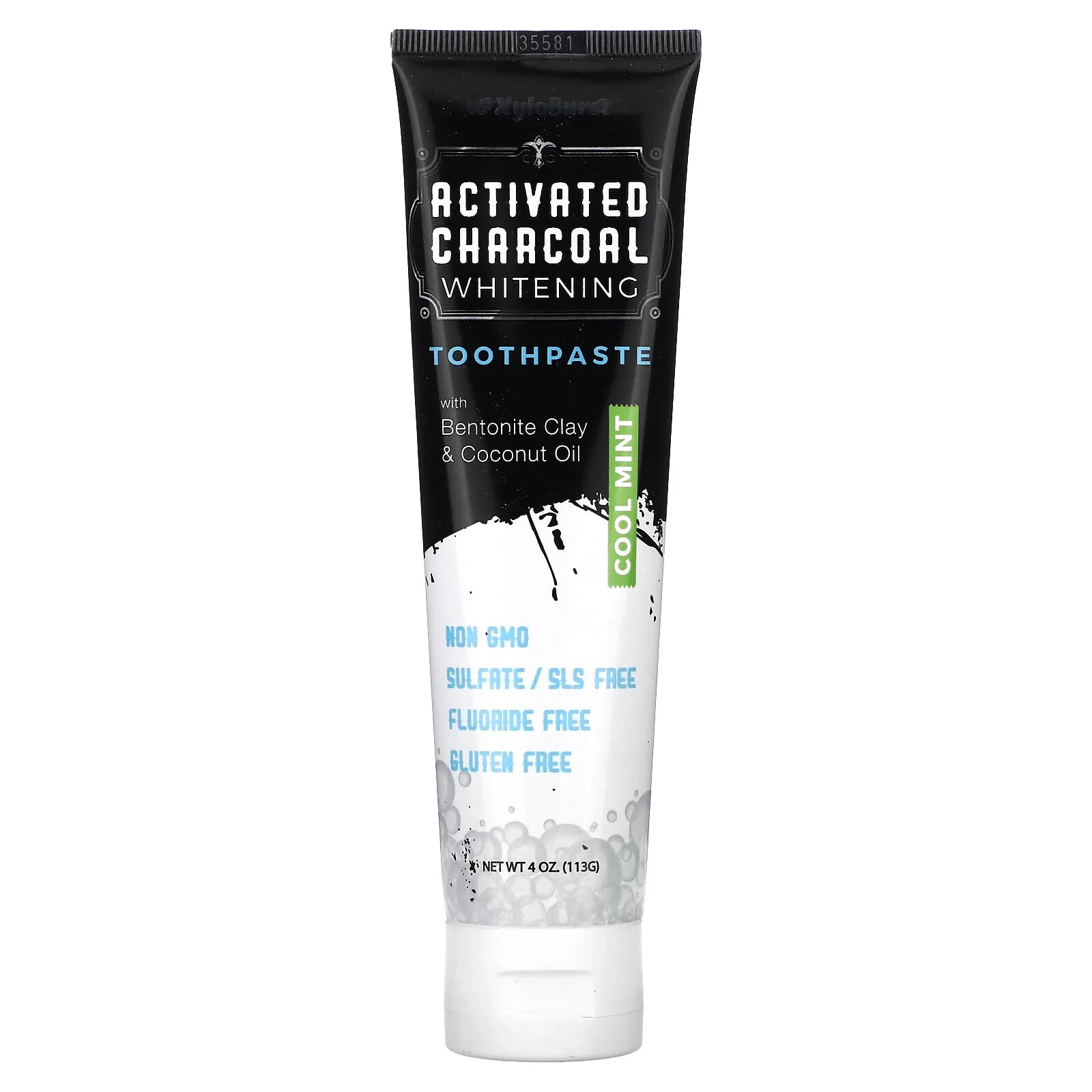 Activated Charcoal Whitening Toothpaste With Bentonite Clay & Coconut Oil, Cool Mint, 4 oz (113 g)