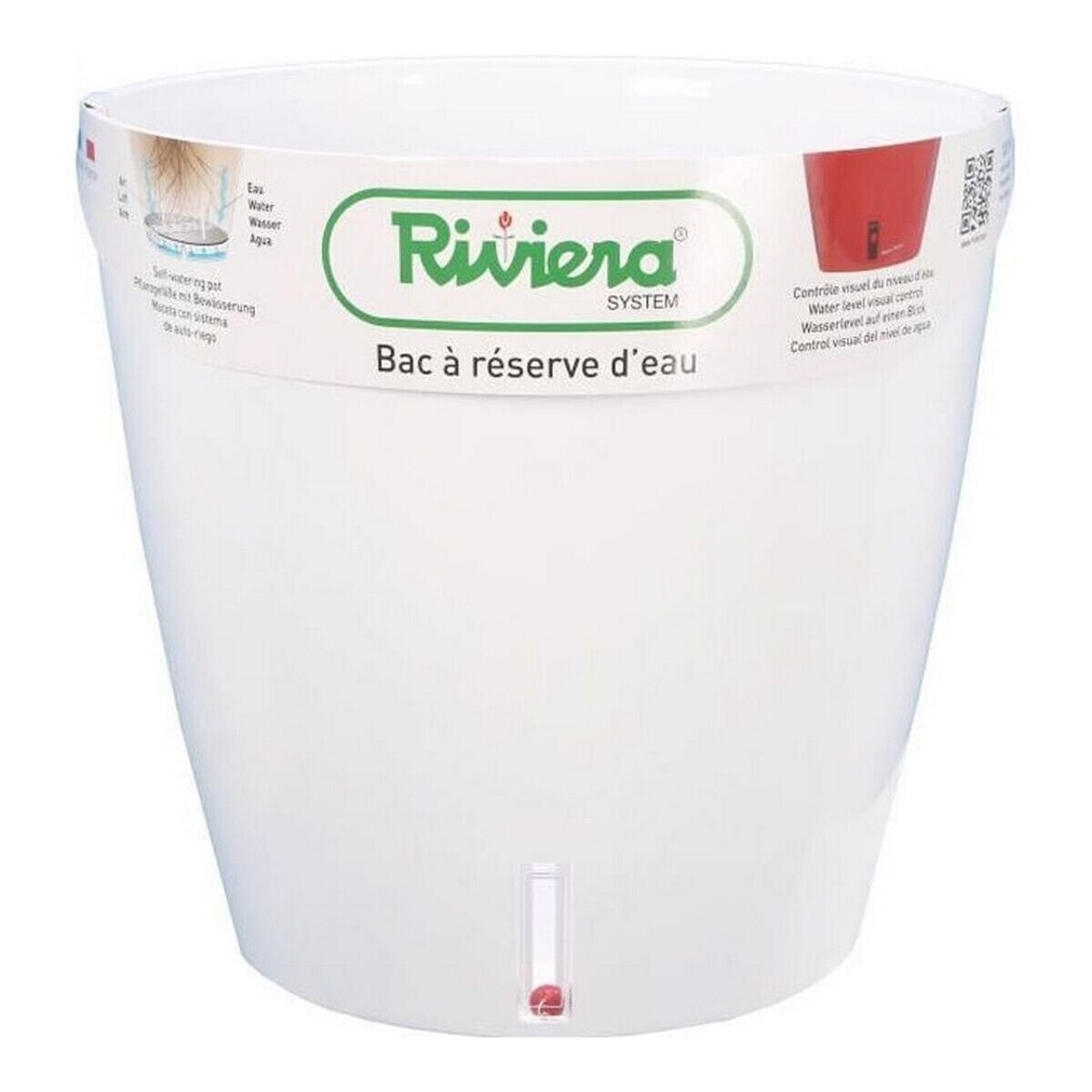 Self-watering flowerpot Riviera Eva New White Plastic Circular Ø 46 cm