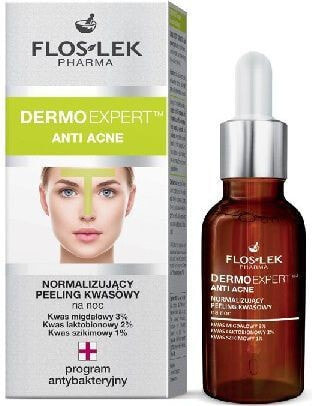 Floslek Dermo Expert Anti Acne Peeling Нормализирующий кислотный пилинг на ночь  против акне 30 мл