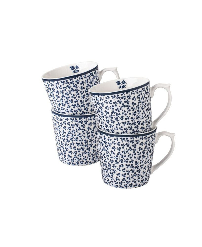 Laura Ashley blueprint Collectables 9 Oz Floris Mugs in Gift Box, Set of 4