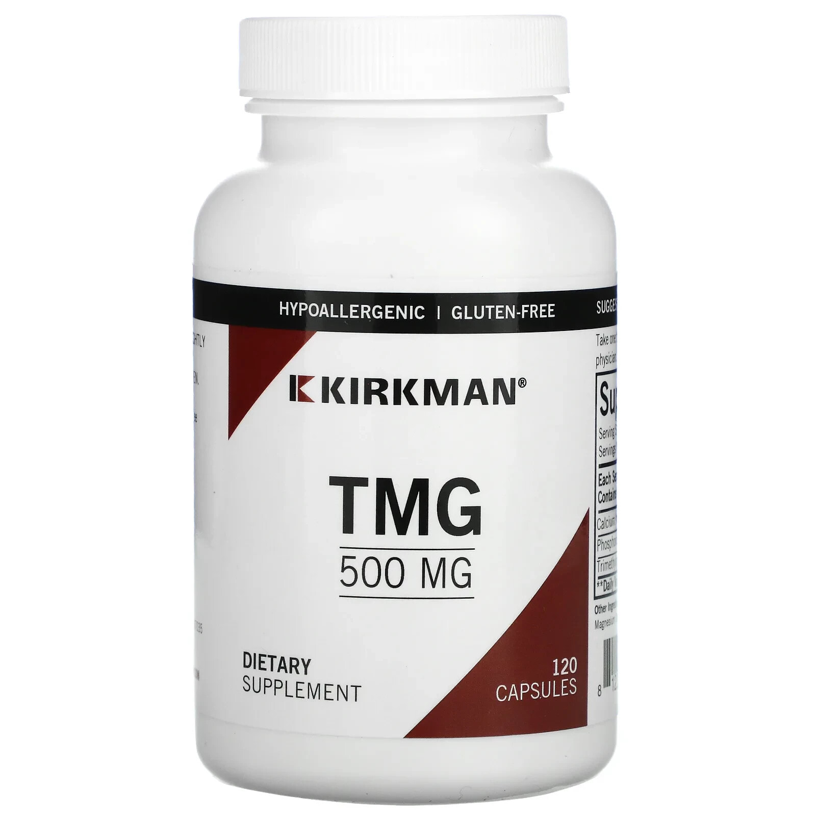 Kirkman Labs, триметилглицин (TMG), 500 мг, 120 капсул