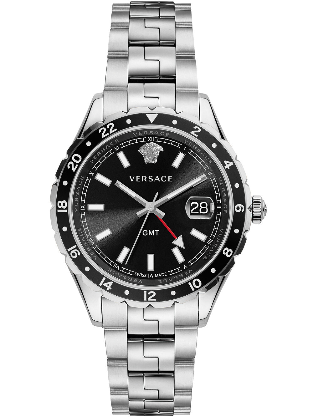 Мужские наручные часы с серебряным браслетом Versace V11100017 Hellenyium mens 42mm 5ATM