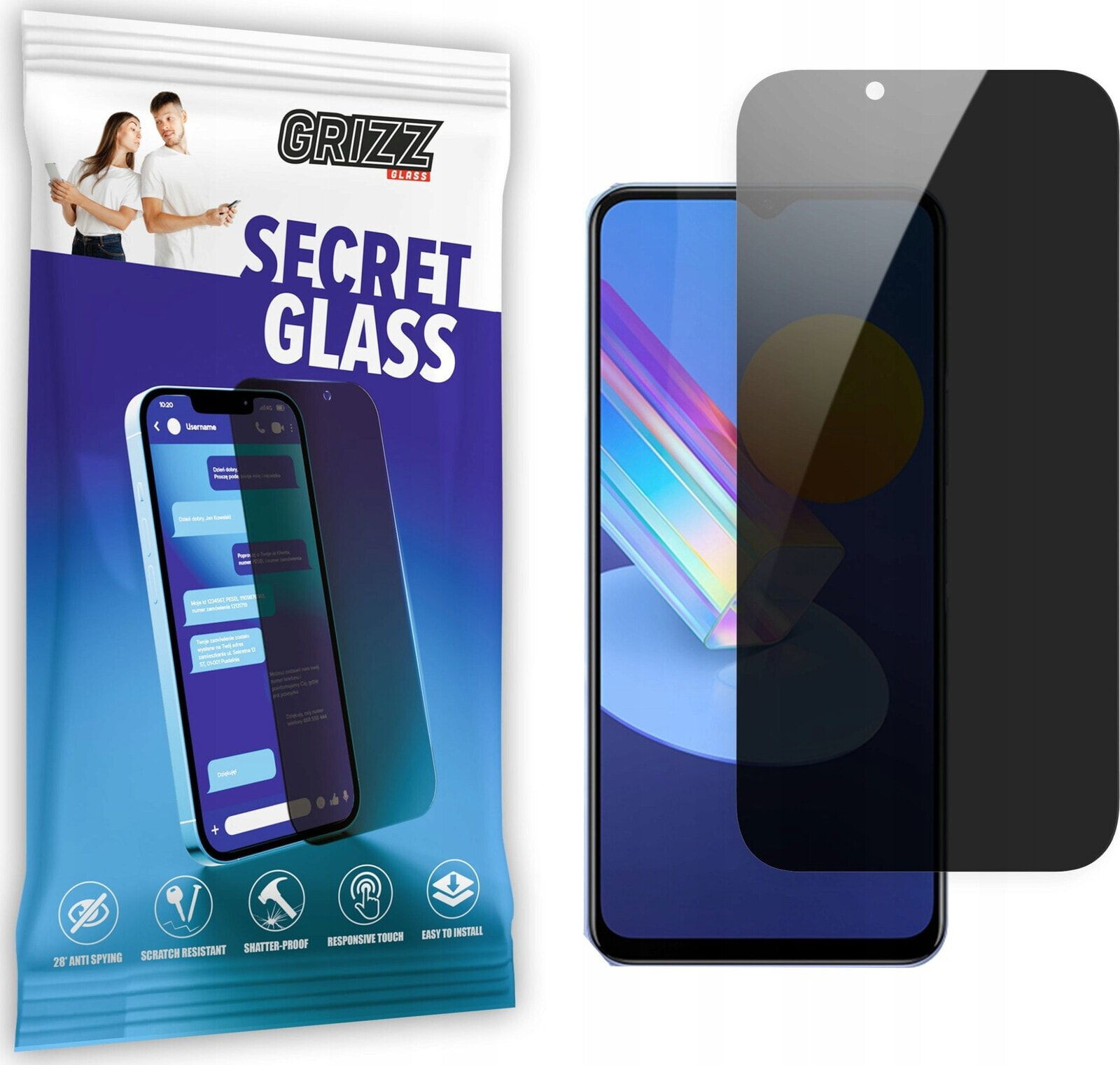 GrizzGlass Szkło prywatyzujące GrizzGlass SecretGlass Vivo Y52 5G